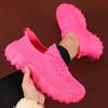 Foreign trade large size sports shoes women's shoes single shoes summer new thick-soled solid color lace-up fly-woven one-pedal dad shoes