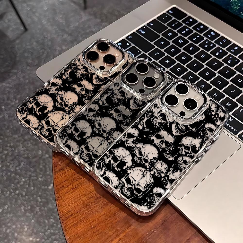 Full Of Skull Design Phone Case For Iphone 17 17E 16E 12 Pro Max 11 13 Plus 14 16 15 Transparent Daily Use Bumper Shell Coque