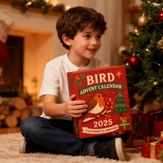 Yousheng Bird Advent Calendar 2025 24 Days Christmas Countdown with Acrylic 2D Bird Hanging Decorations Holiday Gift for Bird Lovers