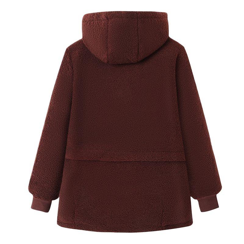 Mom's Plus Size Lambswool Hooded Jacket - Velvet Thickened Winter Coat for Middle-Aged & Elderly Women