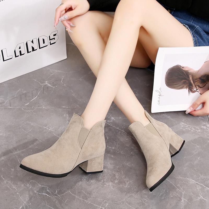 Large size Martin shoes women's autumn new short boots round head Martin boots suede women's boots