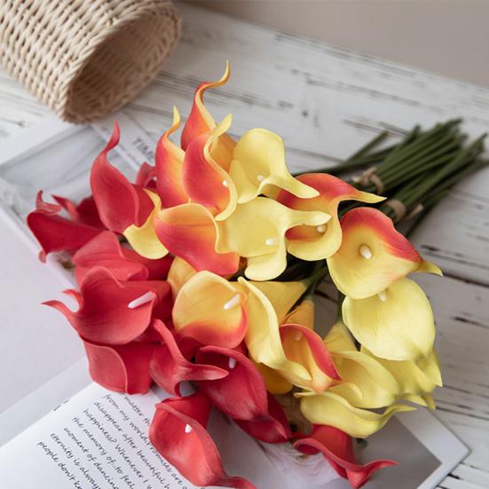 6Pcs Artificial Common Callalily Realistic Fake Flower Branch Home Office Wedding Party Indoor Outdoor Faux Bloom Plants Decoration