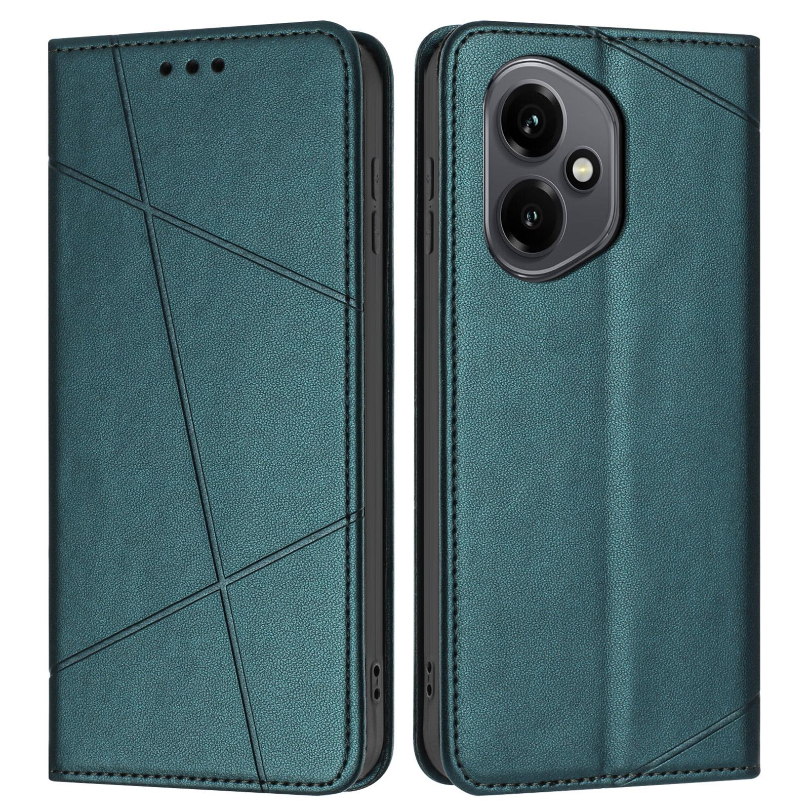 

Для Honor 400 5G (Глобальный) Чехол-кошелек из кожи с тиснением, подставка, чехол для телефона с ремешком на запястье Green