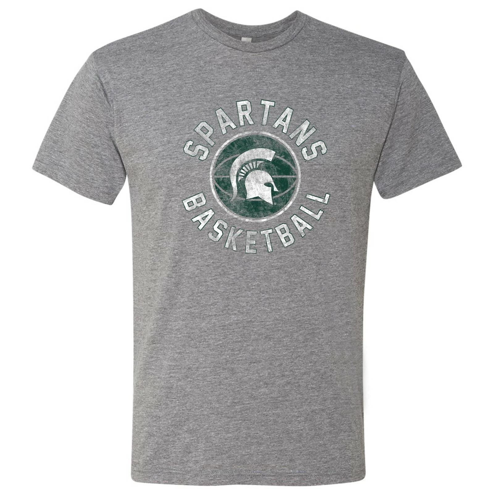 Michigan State Basketball Basketball Distress Triblend T-Shirt - Premium Heather S