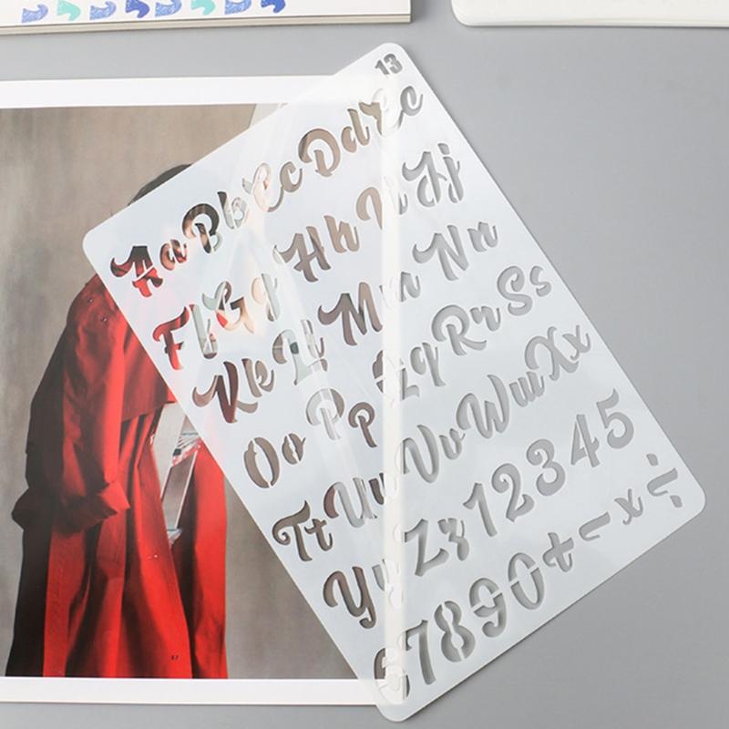20 Peças Stencils Vazados de Letras/Números para Grafite Alfabeto Stencil Plástico Letras Stencils Caligrafia Stencil