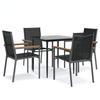 VidaXL Ensemble à manger de jardin 5 pcs noir textilène et acier, ensemble à manger, ensemble à manger d'extérieur, ensemble 3187034