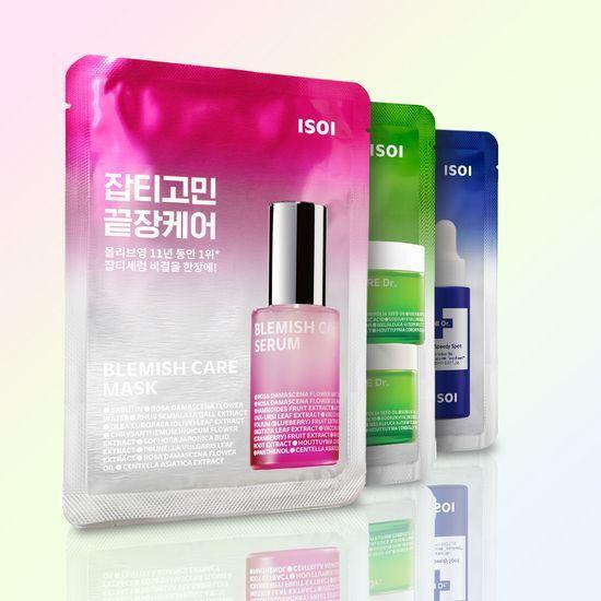 isoi essential mask pack 1 sheet, choose 1 of 3 types (blemishes / soothing / moisture)