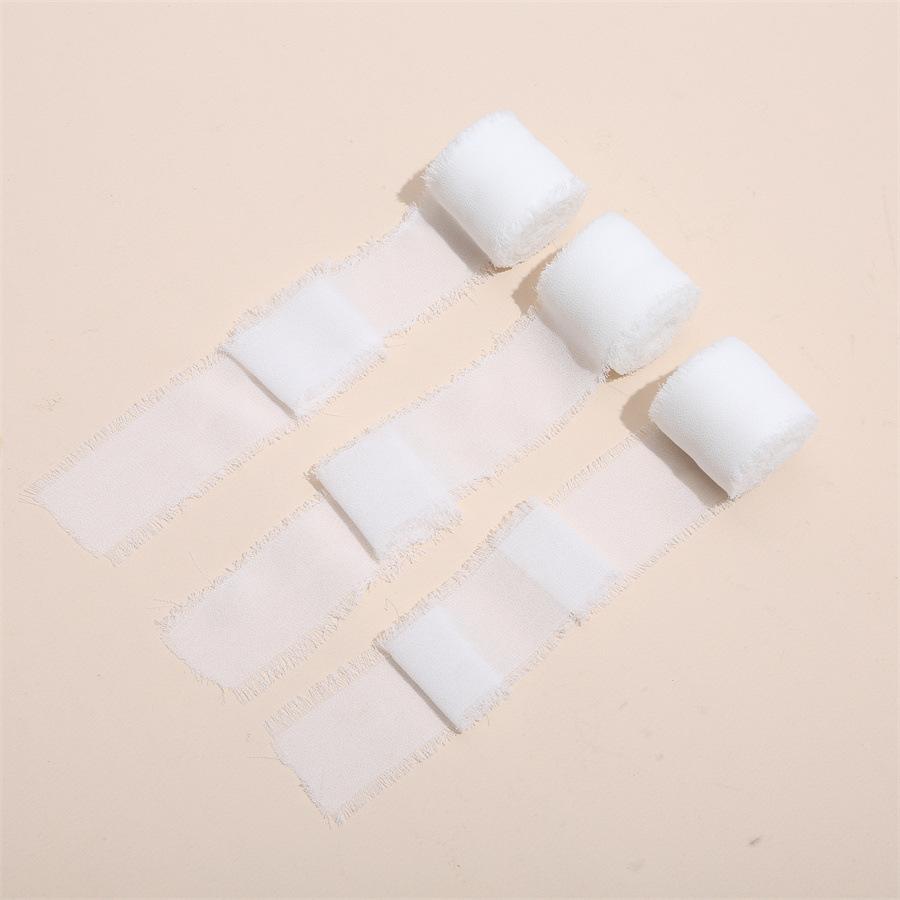 3 Roll/set 5m Frayed Edged Satin Handmade Chiffon Silk Ribbon For Wedding Invitation Bouquets Birthday Party DIY Decoration Gift