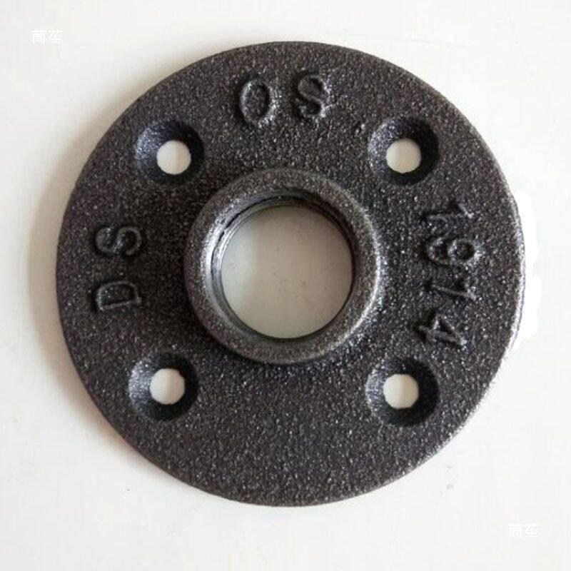 Decorative Cast Iron Shelf Connector Flange Plate - Retro Industrial Style