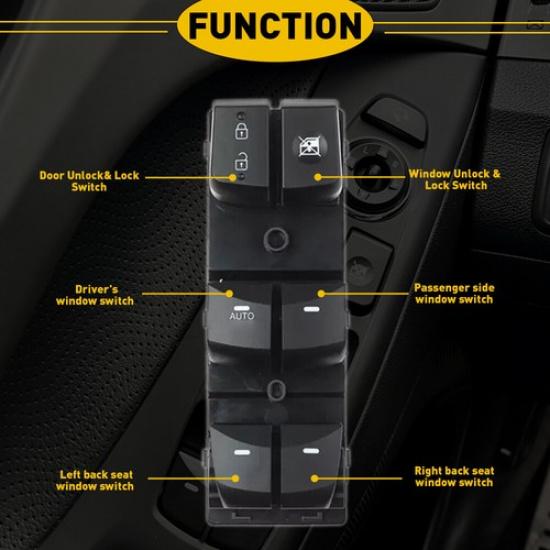 For Hyundai Elantra 2014 2015 2016 Left Master Driver Door Window Switch Black