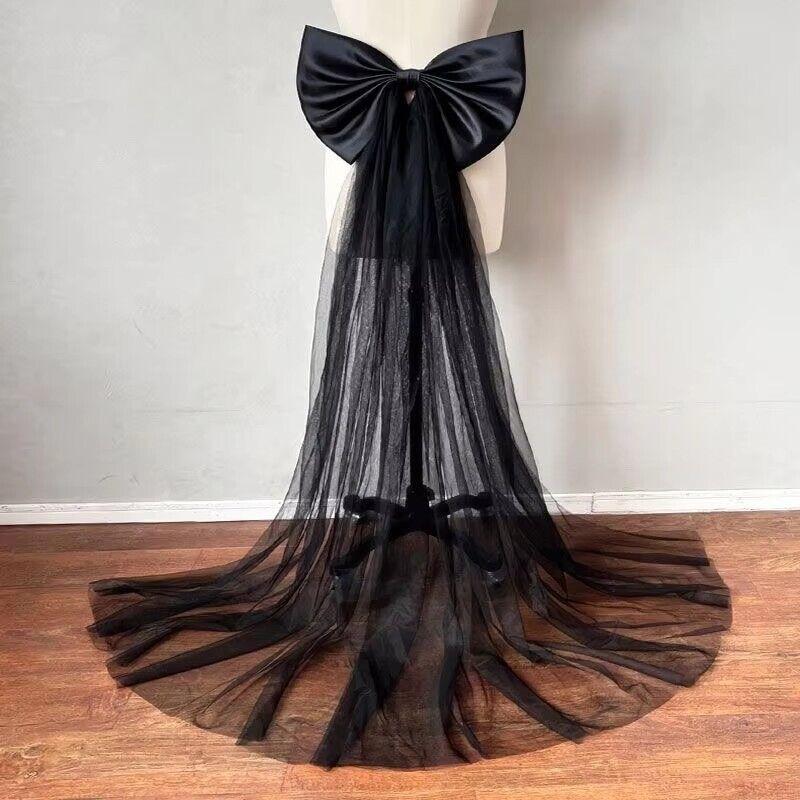1 Stück Damenkleid Brautgürtel Große Satin Schleifenknoten Accessoires Elegant Abnehmbare Satin Tüll Schleife Hochzeitskleid Dekoration