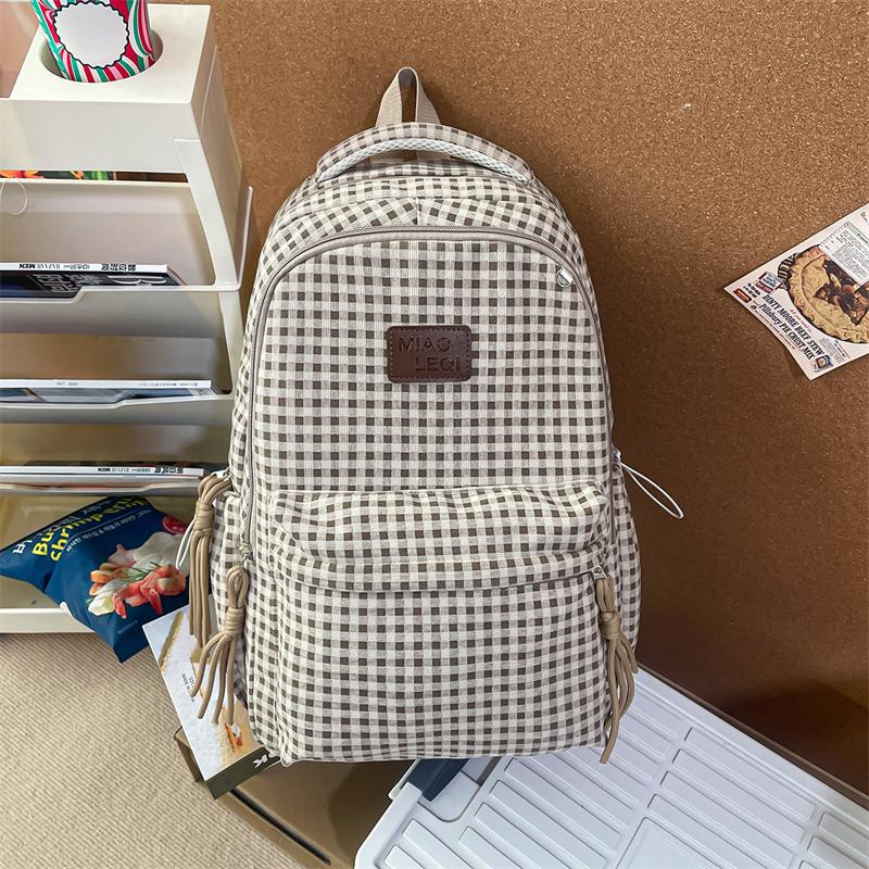 Plaid Women's Travel Backpack Student Schoolbag