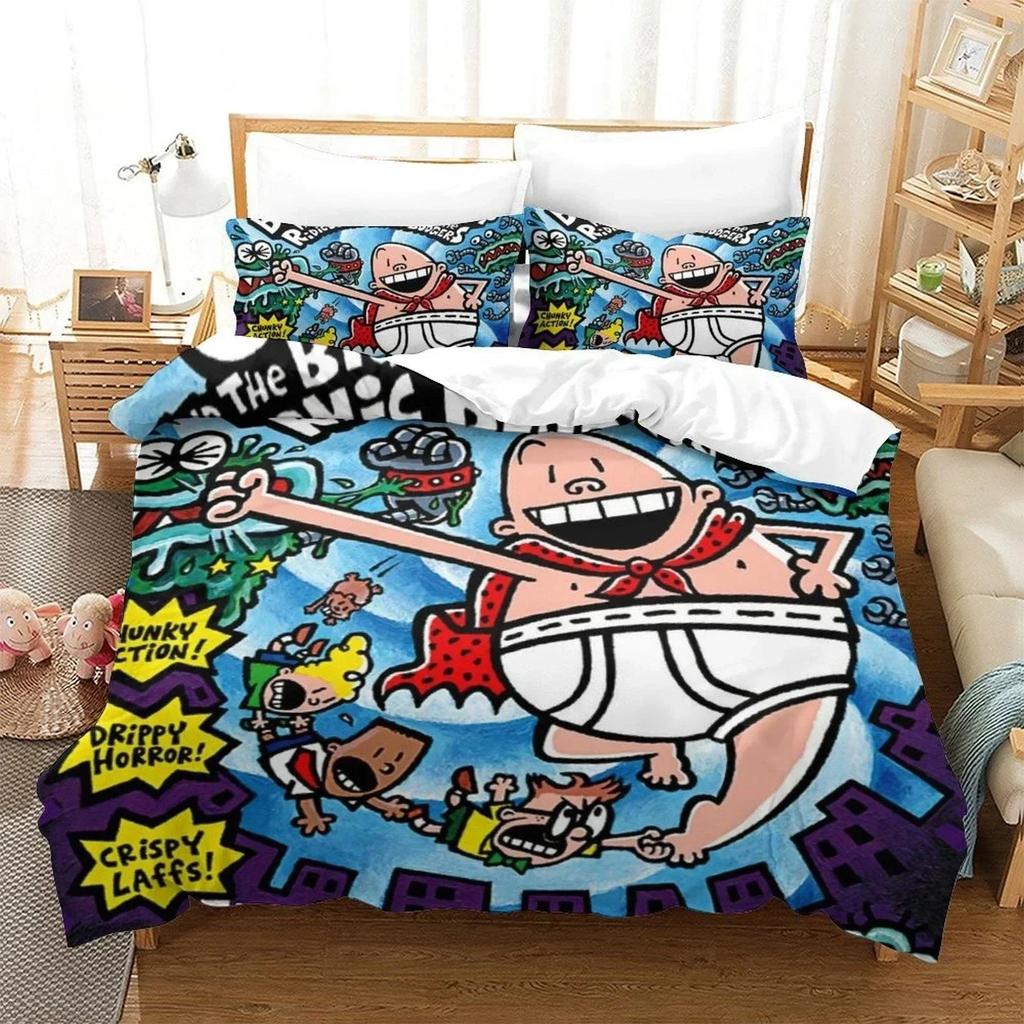 Módní kreslený Kawaii Kapitán Kalhotky Ložní souprava Jednolůžko Dvojlůžko Plná Queen King Size Ložní souprava Ložní souprava pro dospělé Dětská ložnice Sady povlečení na přikrývku