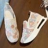 Fashion Fashion Embroidery Platform Sneakers Women Spring Autumn Breathable Mesh Sneakers Woman Mix Color Vulcanize Shoes Female