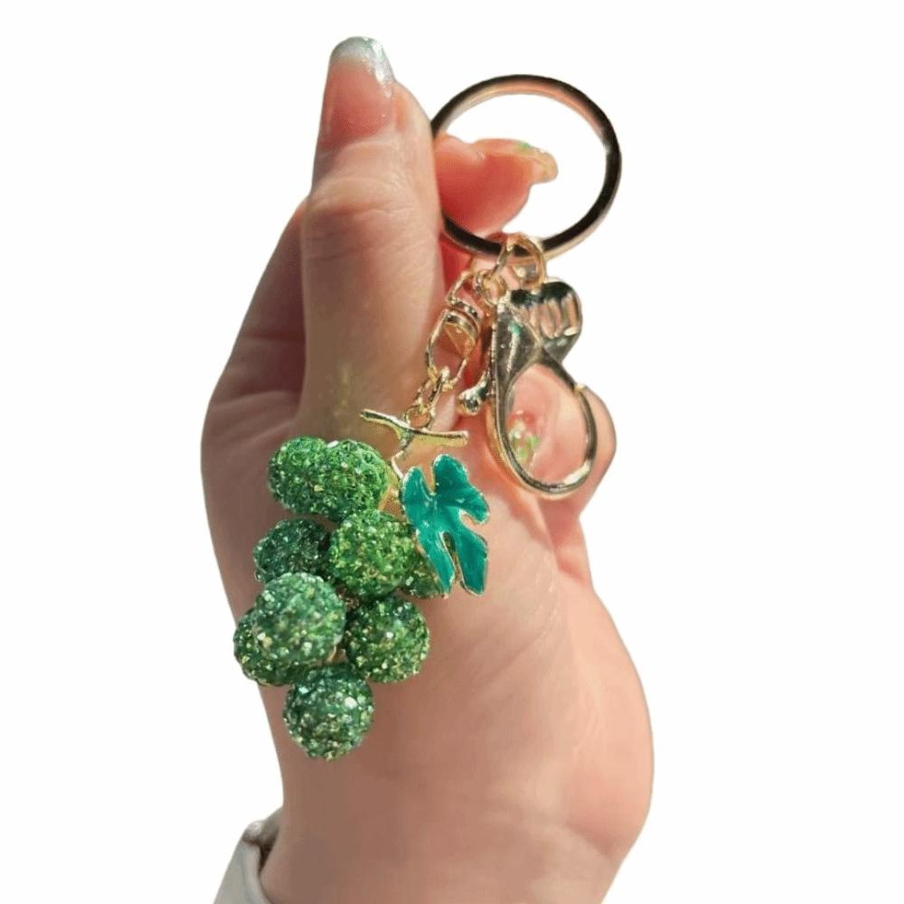 Cartoon Grapes Pendant Car Keyring Fruit Car Keyring Crystal Fruit Grapes Keychain Backpack Decor