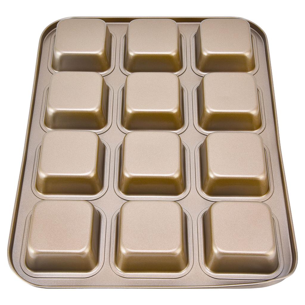 Mini Loaf Baking Pans 12 Cavity Brownie Baking Pan Carbon Steel Muffin Bakeware Cupcake Bread Divider Mold