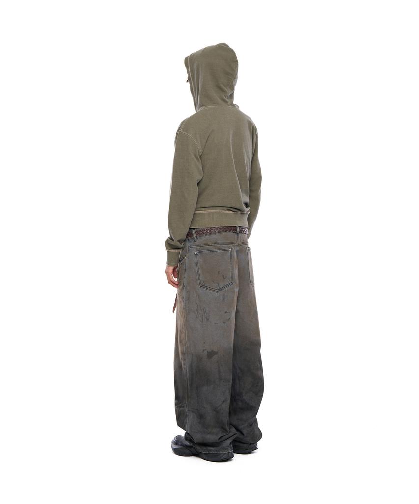 Aakam Vintage Damaged Zip-Up Hoodie (Khaki)