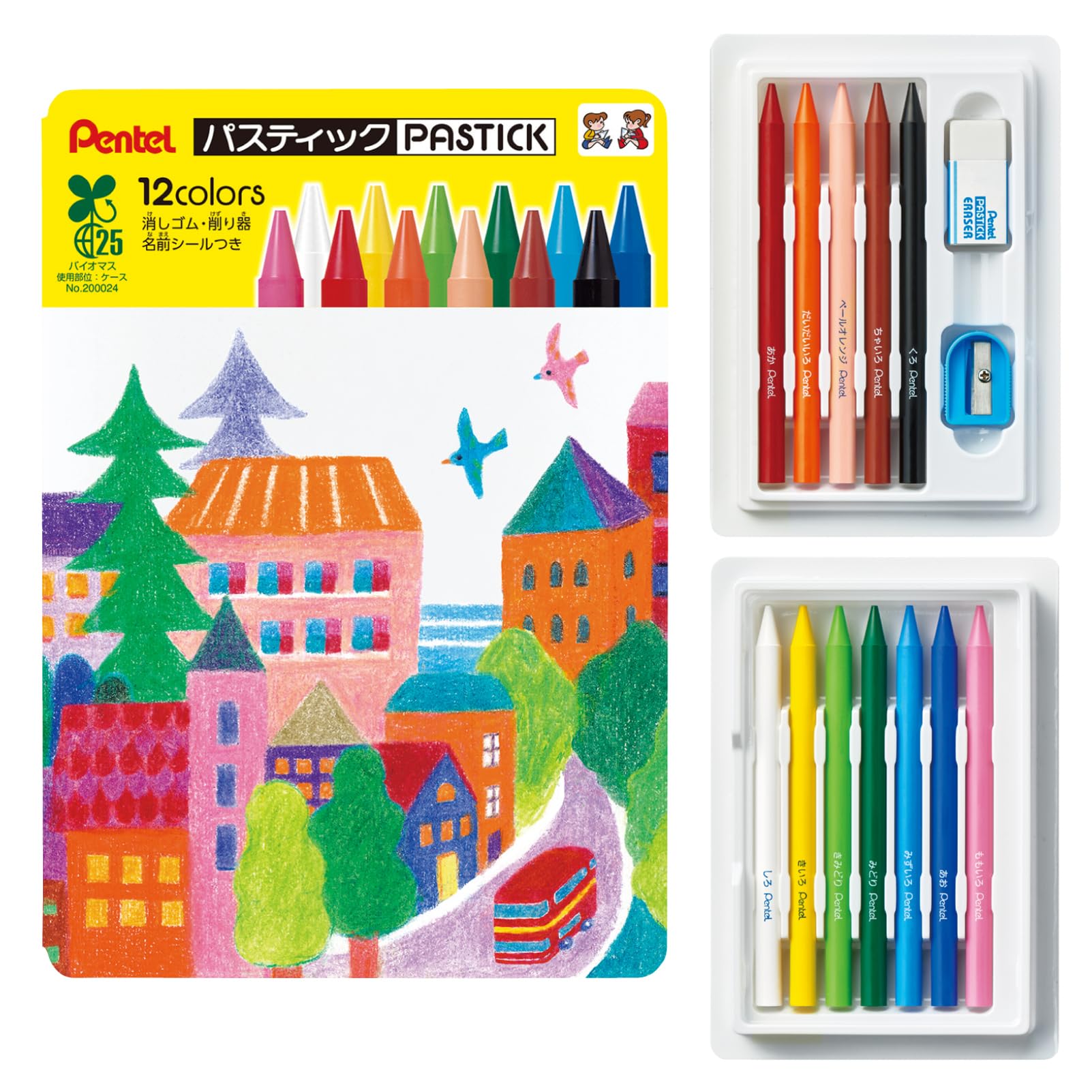 Пастельные мелки Pentel Pastik 12 в биоразлагаемом корпусе, Серия, Цвета, GC2-12 розовый