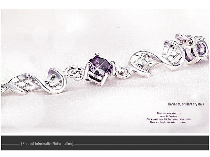 Weihua Temperament Women's Silver-Plated Amethyst Bracelet with Red Bean Charm