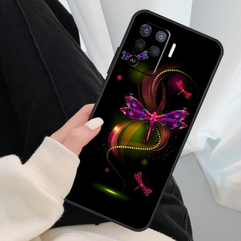 Buntes Libellen-Case für Oppo A17 A57 A77 A40 A78 A54 A74 A94 A76 A16 A96 A18 A60 A80 A38 A58 A98 A15 A5 Pro