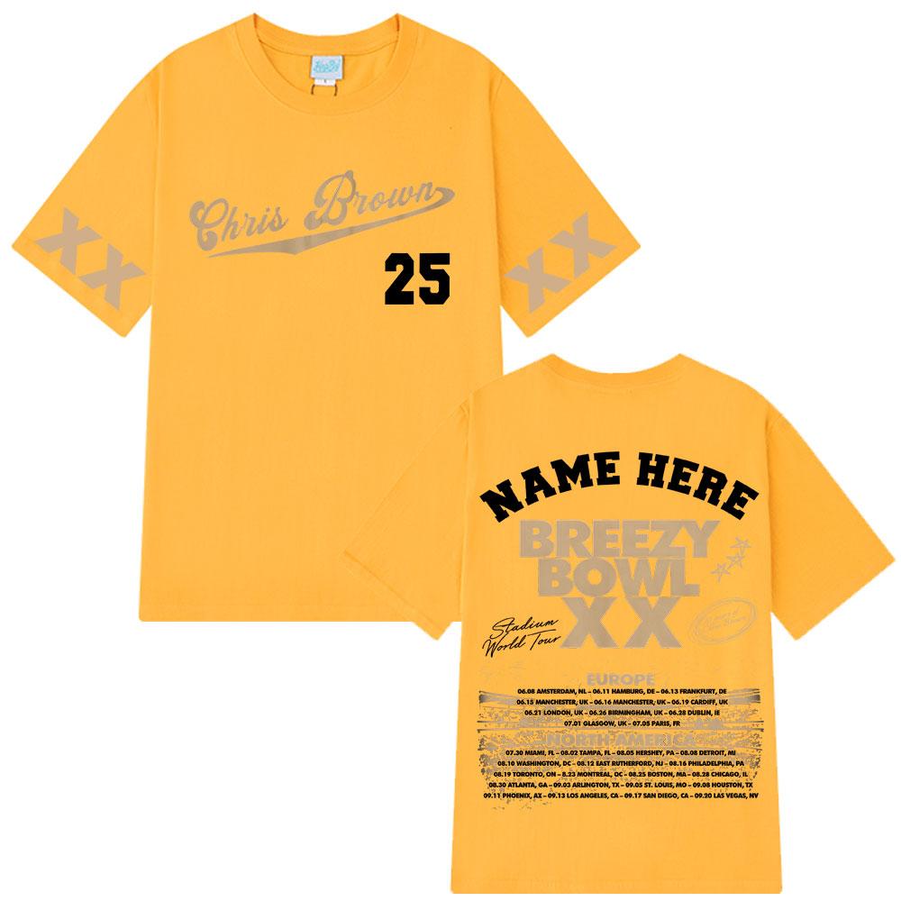 Chris Brown Breezy Bowl XX Tour 2025 Tričko Pánské Dámské Módní Hip Hopové Tričko Bavlna Ležérní Oversized Trička Dárek pro Fanoušky Streetwear