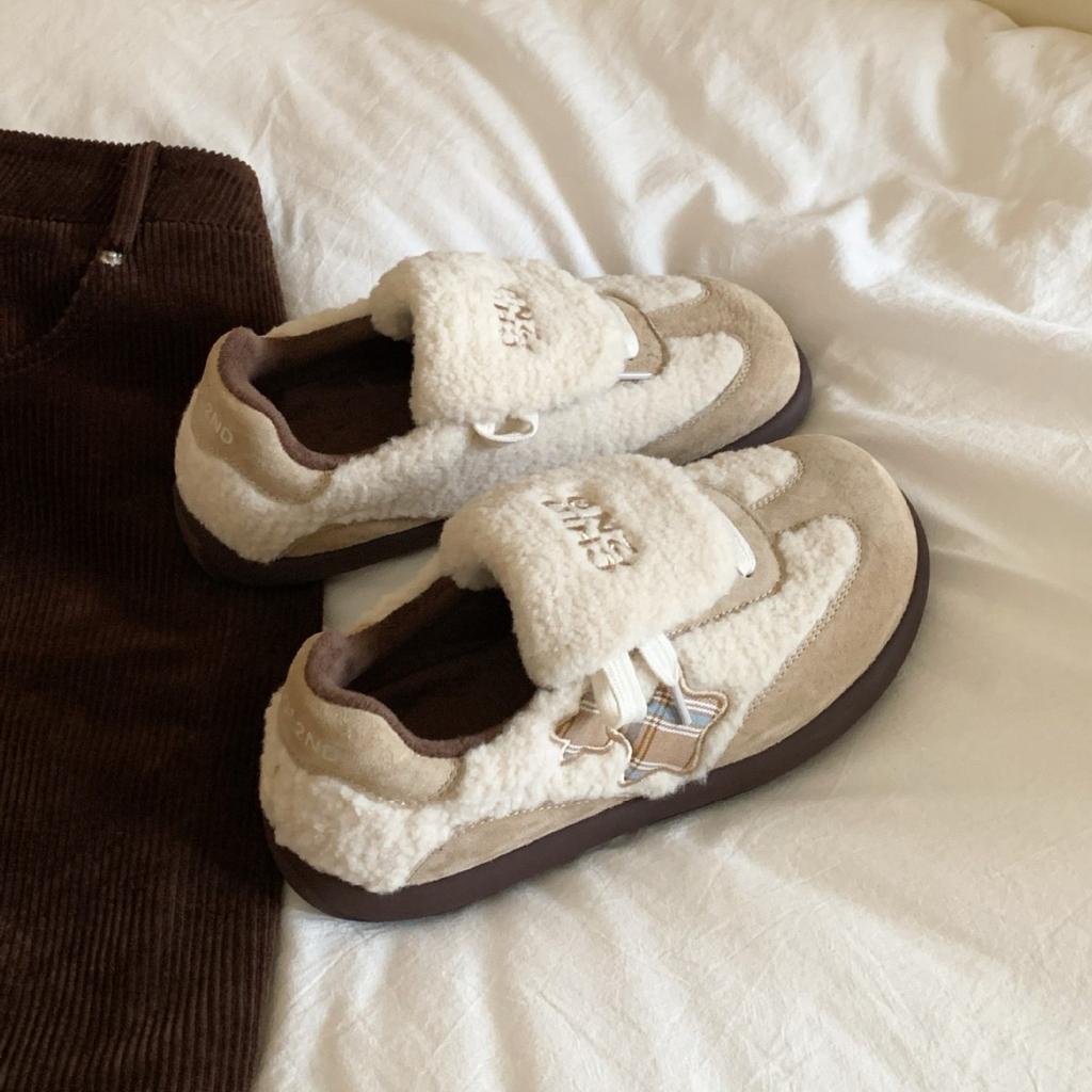 Lan Cabinet, Dexun Shoes Women's Autumn and Winter 2025 Winter New Soft Waxy Plush Cotton Shoes Versatile Sports and Leisure Shoes