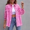 2026 Trendy Women's European and American Style Ripped Denim Jacket - Loose Fit, Lapel, Long Sleeve, Casual Top.