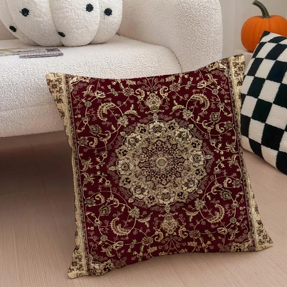 Elegant Kulturell Konst Vintage Persisk Stil Kuddfodral Kuddeöverdrag Dold Knapp Hållbar Polyester Stolskudde