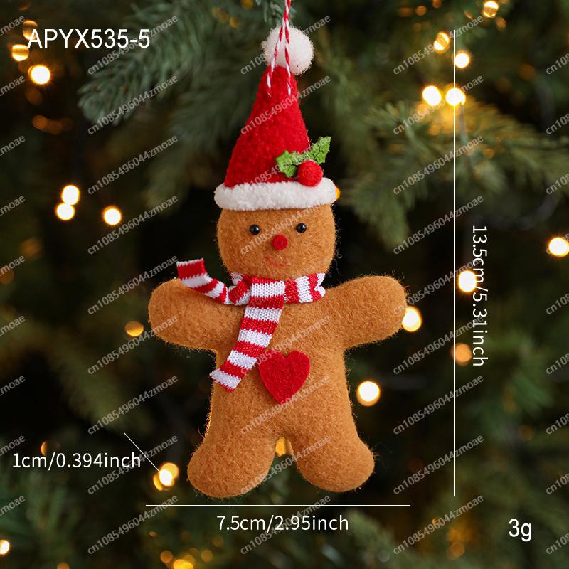 Y New Christmas Ornaments Brown Gingerbread Man Plush Doll Pendant Christmas Tree Decoration Accessories Small Pendant