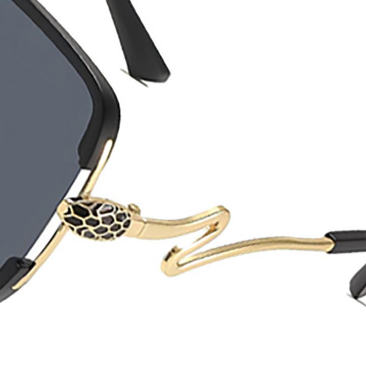 Women's Retro Polarized Sunglasses with Large Square Frame and Unique Snake-Shaped Temples - Simple and Fashionable.