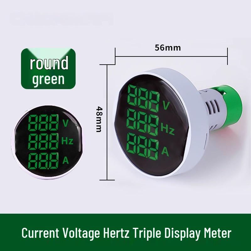 22mm Dual Display LED Voltage Current Frequency Meter - Round/Square