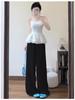 Women's White Cotton Linen Wide-Leg Pants - Slimming, Lightweight, Ice Silk, Casual Spring/Summer 2026
