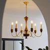 Mid-Century French Retro Candle Chandelier - Solid Wood, Ideal for Living Rooms, Dining Areas, and Bedrooms