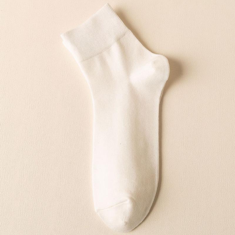 Herr Vår och Sommar Tunna Fritids Ren Bomull Enfärgad Benlösa Svettabsorberande Andningsbara Tubsockor