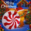4.92FT Inflatable Gingerbread Man Candy Cane Toy LED Lit Festive Gift Xmas Yard Party Decoration Christmas Supplie Home Ornament