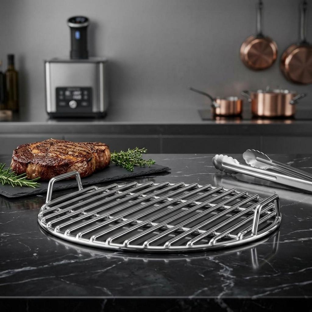 Stainless Steel Grill Grate Straight-Bar Circular Grill Grate Polished Finish Stainless Steel Grilling Rack