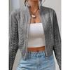 New Autumn and Winter Style Short Zipper Knitted Cardigan Sweater with A Stand-up Collar for Women, Versatile Small Coat