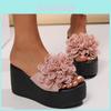 Summer Flat Flower Toe Post Sandals With Rubber Sole For Women