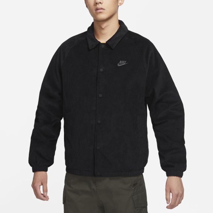 Nike Layered Logo Corduroy Jacket Men Outerwear Black DO2323-010