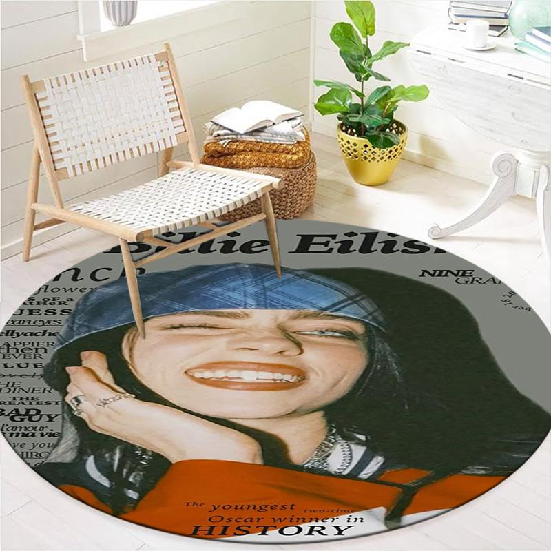 Billie Eilish Round Area Rug,Carpet Rug for Living Room Bedroom Sofa Playroom Decor,Non-slip Floor Mat