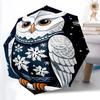 1pcOwl Winter Snowflake Automatic Folding Umbrella with 8 Bones, Portable 3-Fold Collapsible Compact Design On-the-Go Essential, Casual Outd