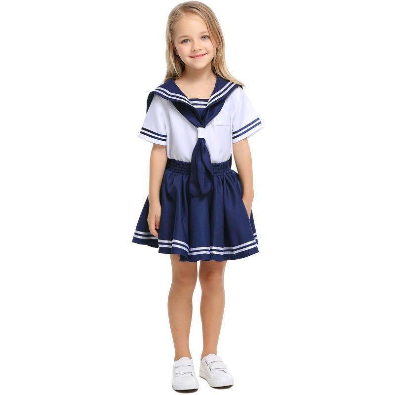 Neue marineblaue Matrosen-Schuluniform für Kinder, Export für den ausländischen Handel, Matrosen-Cosplay-Uniform für Mädchen im Kindergarten
