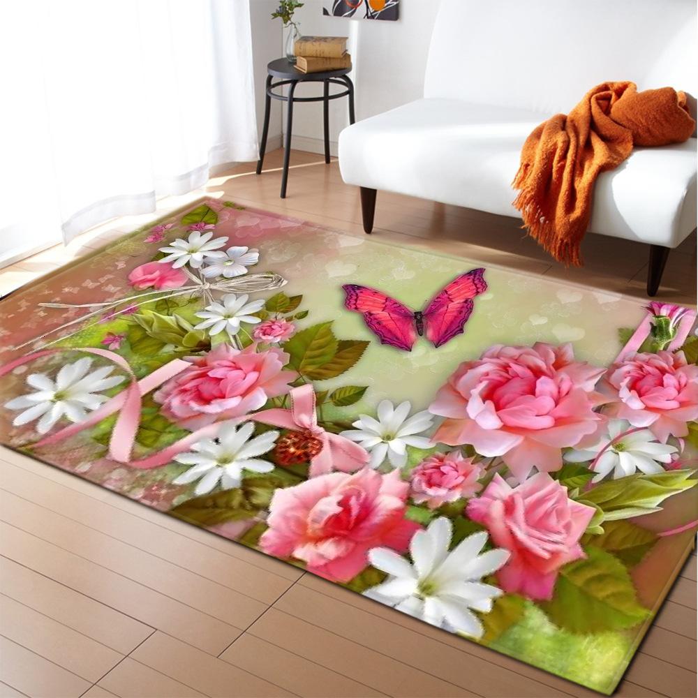 

Romantic Rose Flower Carpets Home Decor Living Room Area Rug Floral Bedroom Rug for Girls Floor Mat Soft Kitchen Rug Doormat 40x60cm
