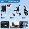 17.7 Inches Transport Wheelchair Lightweight Foldable Wheelchair Portable Aluminum Alloy Travel Wheelchair with Handlebar Brake Lever for Adults
