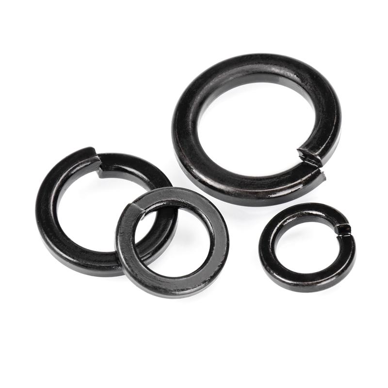 Black Carbon Steel Split Lock Washers - M3 to M52 Sizes