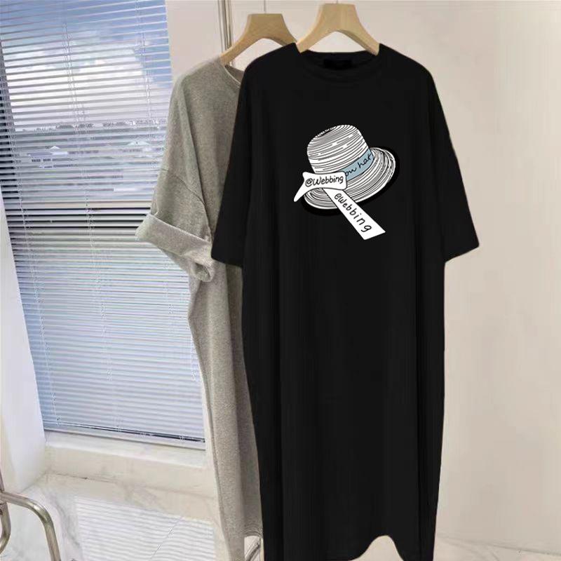New Maternity Summer Top Fashion Pure Cotton Korean Version Loose Short-sleeved T-shirt Skirt Dress Medium and Long