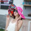 Korean version sun hat women's summer foldable large edge flower cloth hat sun hat double-sided super fire
