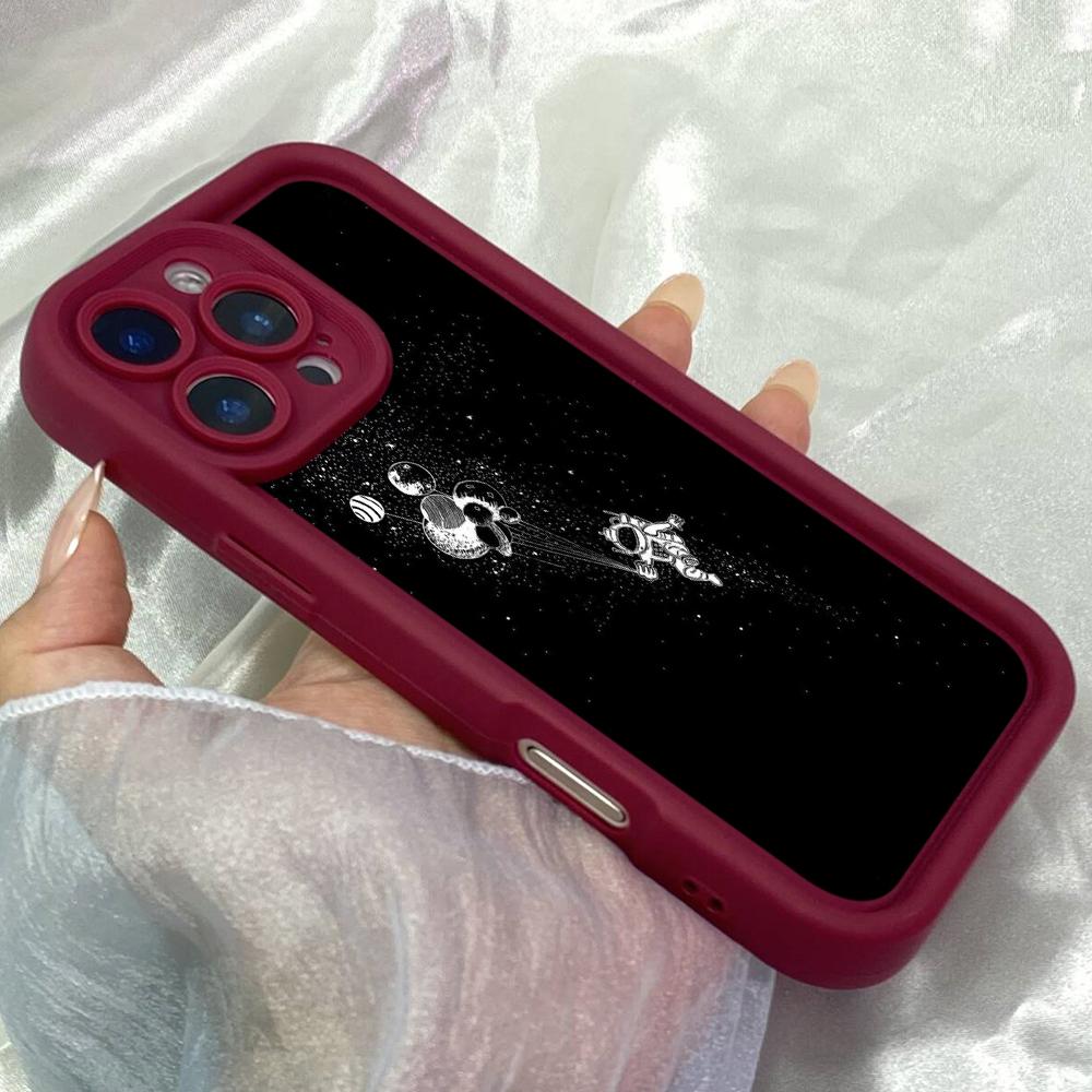 JT89 Black Space Artwork Spaceman Astronaut for iPhone 17 16 15 Pro Max Samsung S26 S25 Ultra A17 A16 A07 A56 Xiaomi 15T Redmi 14C 15c Soft TPU Case