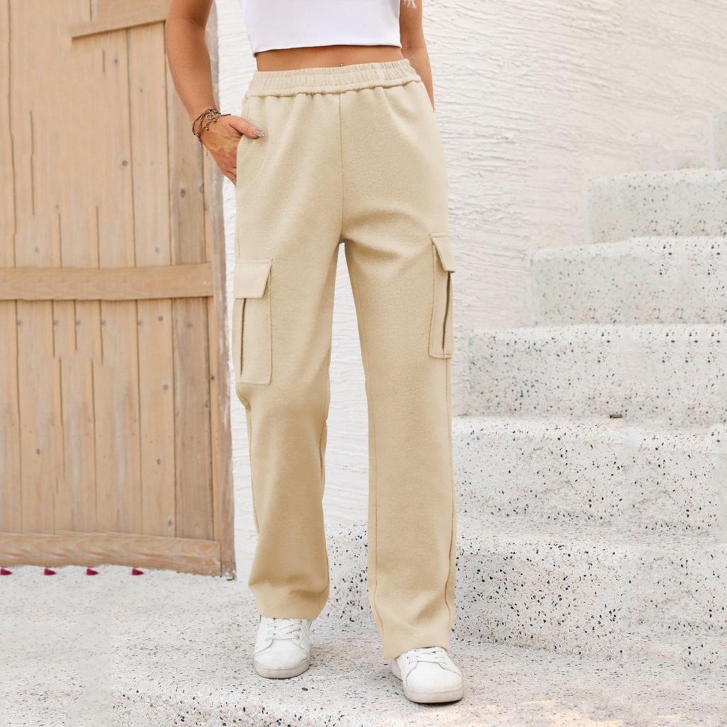 Pantaloni casual cu talie înaltă de modă pentru femei Îmbrăcăminte de lucru Pantaloni de sport cu buzunar