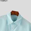 INCERUN Oversized Lapel Neck Short Sleeve Pocket Buttons Causal Shirts Tops